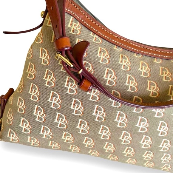 Dooney & Bourke Brown Monogram Hobo Bag and Donney Charm - Picture 8 of 14